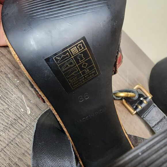 Free People Sandals Platform Block Heel Peep Toe Women's Size 6 Ankle strap - Picture 12 of 12